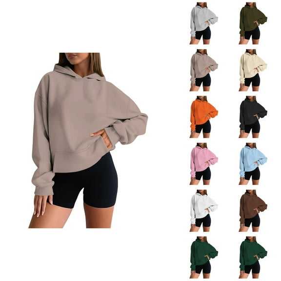 Sweatshirt for Women Women's Solid Sweatshirt Women's Casual Hoodie Basic Pullover Sweatshirt Soft Comfortable Long Sleeve Hooded Top For Everyday Wear All Season