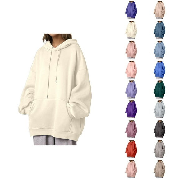 Sweatshirt for Women Women's Solid Sweatshirt Women's Hoodies & Sweatshirts Comfortable Thickened Pullover Hoodie With Pockets For Everyday Wear Korean Style Warm Seat Top For Ladies
