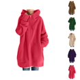 thumbnail image 1 of Sweatshirt Women Women's Solid Sweatshirt Women's Solid Color Zippered Hooded Longline Lined Streetwear Pullover Jacket, 1 of 6