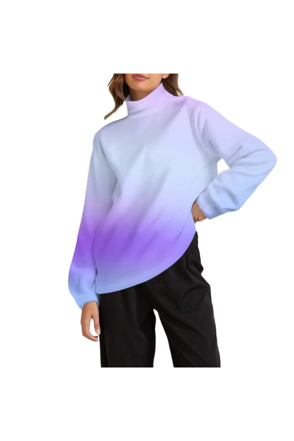 Sweatshirt Women, Yigetop Women's Oversized Turtleneck Pullover Long Sleeve Casual Top Loose Fit Mock Turtleneck Lightweight Sweatshirt Tops Mock Neck Sweatshirt, Light Blue L