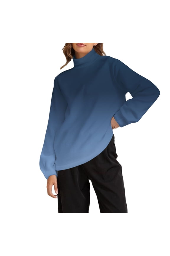 Sweatshirt Women, Yigetop Women's Oversized Turtleneck Pullover Long Sleeve Casual Top Loose Fit Mock Turtleneck Lightweight Sweatshirt Tops Mock Neck Sweatshirt, Dark Blue L