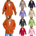 thumbnail image 1 of Sweatshirt for Women Zip Up Plus Size Hooded Casual Loose Fit Soft Comfortable Pullover Sweatshirt Long Sleeve Warm Winter Fall Coats for Women 2025 Orange XXXXXL, 1 of 10