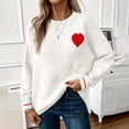 thumbnail image 1 of Sweatshirt for Women Minimalist Heart Graphic Crewneck Long Sleeve Ribbed Cuffs Loose Fit Pullover Classic Novelty Jumper Top for Couples and Holiday Gifts, 1 of 9