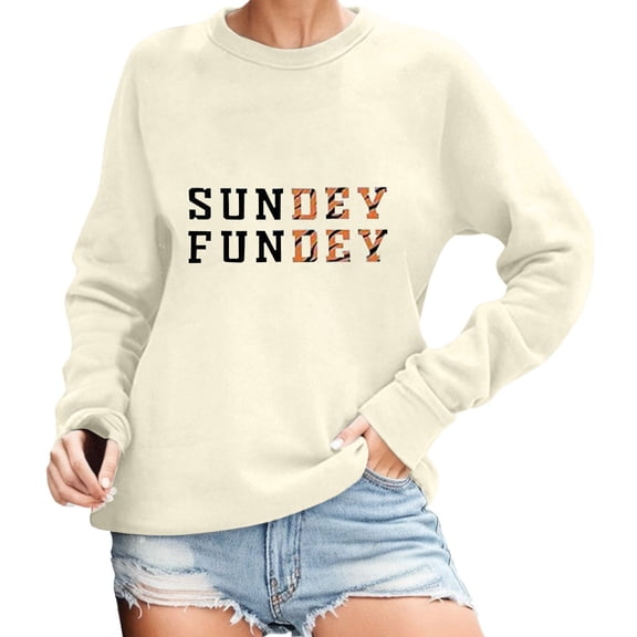 Sweatshirt Women's Sundey Fundey Sweatshirt Football Season Hoodie Sunday Shirt Round Neck Pullover