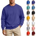thumbnail image 1 of Sweatshirt Zaewscy Men's Spring Fleece Lined Solid Color Crew Neck Long Sleeve No Hood Sweatshirt Purple L, 1 of 7