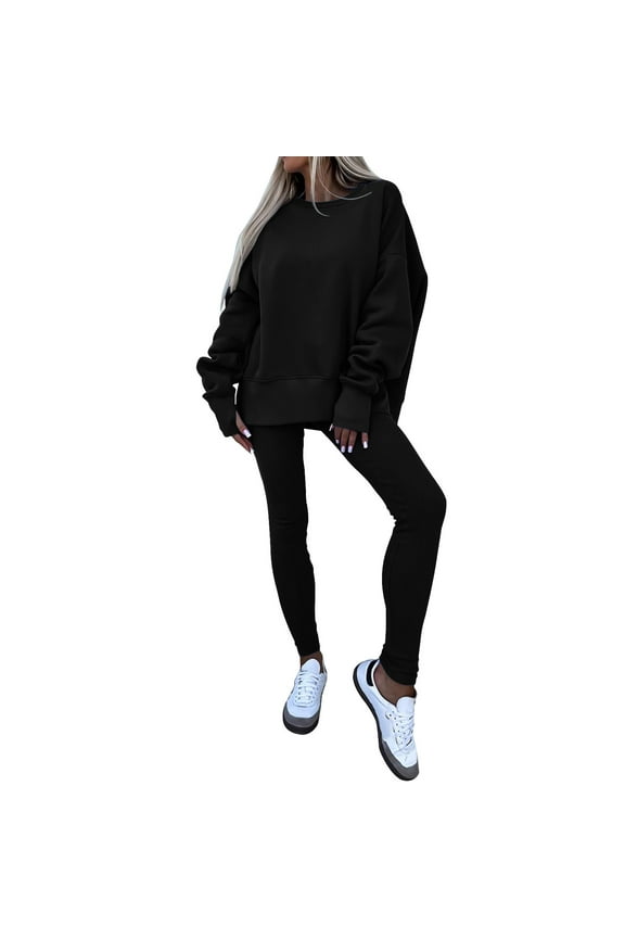 Sweatshirt and Leggings Set for Womens Fall Fashion Outfits Slim Fit Workout Lightweight Jogging Suits