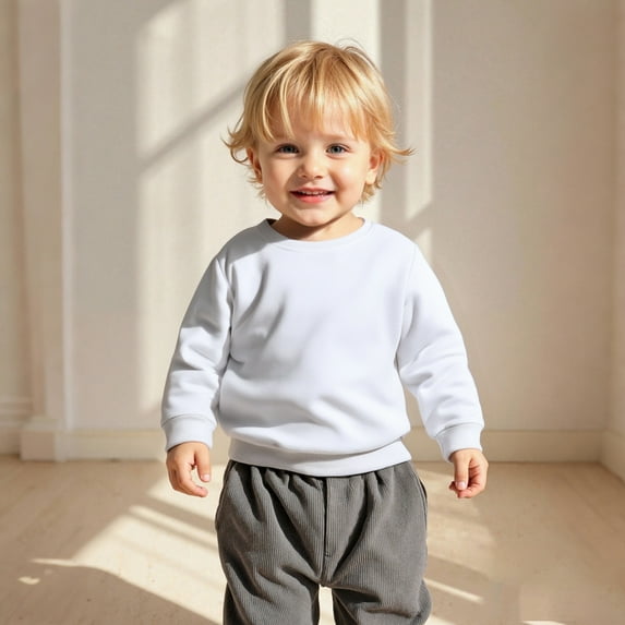 Sweatshirt for Boys Long Sleeve Girls White Sweatshirt Crewneck Loose Fit Pullover Tops Fall Clothes Girl Clothes 4T