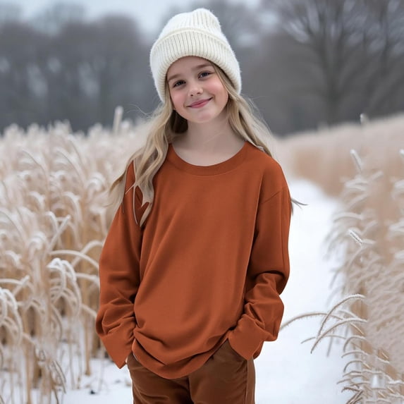 Sweatshirt for Girls Boys Oversized Crewneck Pullover Drop Shoulder Long Sleeve Shirts Casual Fall Winter Tops