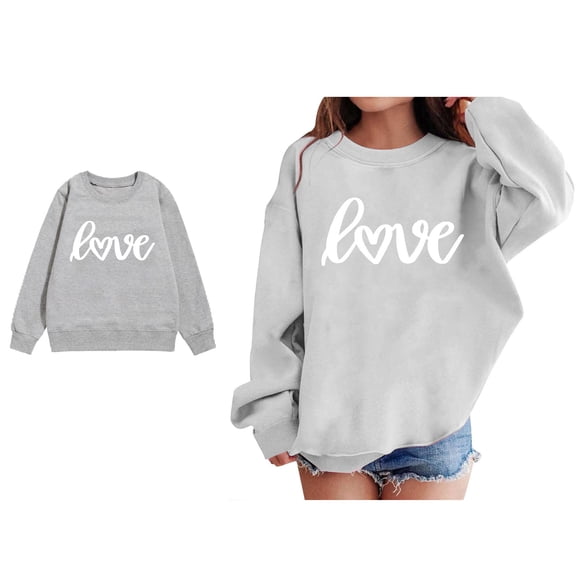 Sweatshirt for Girls Valentines Day Sweatshirt Long Sleeve Love Letter Print Sweatshirt Crew Neck Pullover Sweatshirt 5-6 Years Girls Clothes