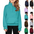 thumbnail image 1 of Sweatshirt for Kids Long Sleeve Quarter Zip Sweatshirt Pullover Casual Loose Tops Kids Green Sweatshirt Size 5-14 Years, 1 of 4