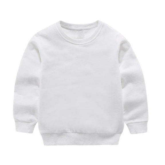 Sweatshirt for Kids New Toddler Baby Boys Girls Basic Sweatshirts Long Sleeve Crew Neck Pullover Tops Fall Casual Trendy Outfits White 7 Years