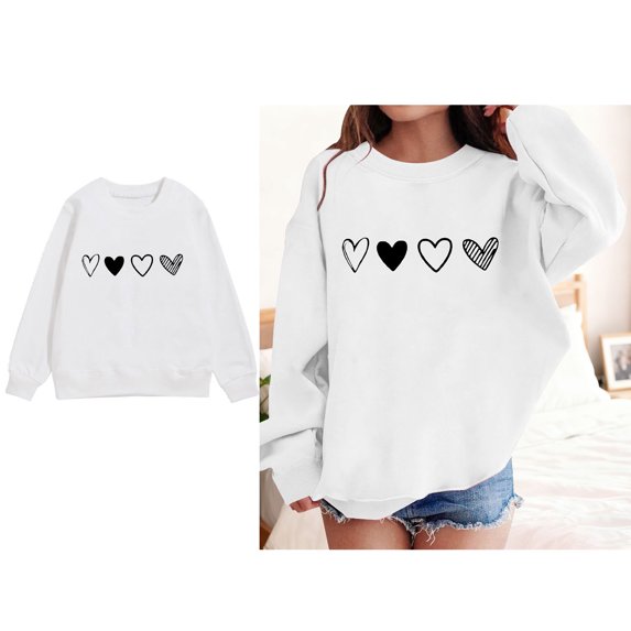 Sweatshirt for Kids Valentines Sweatshirt Long Sleeve Heart Sweatshirts Crewneck Pullover Little Girls Clothes Size 5-6 Years