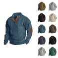 thumbnail image 1 of Sweatshirt for Men 2025 Fall Winter Long Sleeve Corduroy Button Stand Collared Sweat Shirt Pullover Tops, 1 of 1