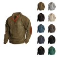 thumbnail image 1 of Sweatshirt for Men 2025 Fall Winter Long Sleeve Corduroy Button Stand Collared Sweat Shirt Pullover Tops, 1 of 1