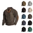 thumbnail image 1 of Sweatshirt for Men 2025 Fall Winter Long Sleeve Corduroy Button Stand Collared Sweat Shirt Pullover Tops, 1 of 1