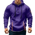 thumbnail image 1 of Sweatshirt for Men,Casual Button Up Hoodie Side Pockets Comfortable Pullover for Streetwear Daily Wear,Men Hoodies,05 Purple,M, 1 of 6