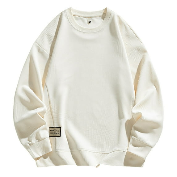 Sweatshirt for Men Casual Fall Fashion Solid Color Sweatshirts Crewneck Long Sleeve Pullover Tops, White, 6XL