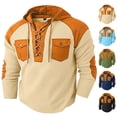 thumbnail image 1 of Sweatshirt for Men Drawstring Hooded Color Blocked Long Sleeve Sweatshirt, 1 of 5