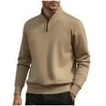 thumbnail image 1 of Sweatshirt for Men Half Zip Mock Collar Long Sleeve Ribbed Cuff Solid Pullver Classic Top Coffee XL, 1 of 9