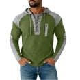 thumbnail image 1 of Sweatshirt for Men, Men's Color Block Sweatshirt Hooded Sweater with Lace-Up Neckline, Perfect for Casual and Outdoor Wear Army Green M, 1 of 8