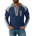 thumbnail image 1 of Sweatshirt for Men, Men's Color Block Sweatshirt Hooded Sweater with Lace-Up Neckline, Perfect for Casual and Outdoor Wear Navy XXXL, 1 of 8