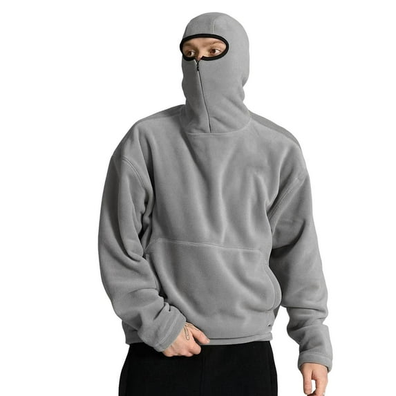 Sweatshirt for Men,Polar Autumn Winter High Street Solid Color Hooded Men Half Zip Sweatshirt for Casual Wear,Big And Tall Hoodies for Men,02 Grey,S