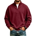 thumbnail image 1 of Sweatshirt for Men Quarter Zip Stand Collar Pullover Long Sleeve Relaxed Fit Casual Tops, S, 1 of 1