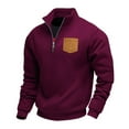 thumbnail image 1 of Sweatshirt for Men Quarter Zip Stand Collar Pullovers Front Pockets Fall Winter Pullover Basic Sweatshirts, 1 of 7