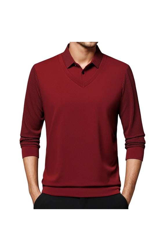 Sweatshirt for Men Spring And Winter Outdoor Casual Style 2 In 1 Long Sleeve Hoodless Pullover Tops