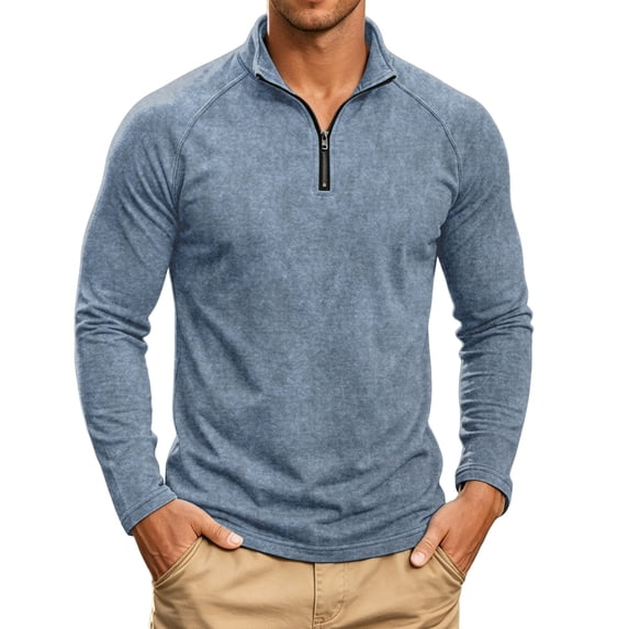 Sweatshirt for Men Washed Long Sleeve Shirt Hoodless Casual Pullover Top for Daily Outfits Tops