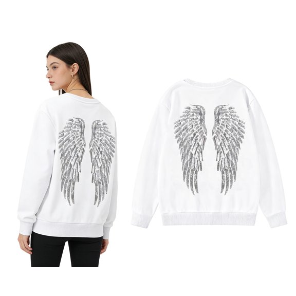 Sweatshirt for Woman with Angel Wingss Long Sleeves Cute Crewnecks Women Pullover Winter Women Clothes