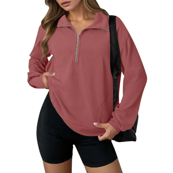 Sweatshirt for Women 2025 Fall Half Zip Pullover Oversized Sweatshirts Fashion Outfits Winter Clothing