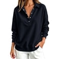 thumbnail image 1 of Sweatshirt for Women Basic Long Sleeve Sweatshirts Casual Fleece Button Henley Neck Pullover Navy S, 1 of 5