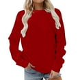 thumbnail image 1 of Sweatshirt for Women Casual Solid Color Tops Crewneck Long Sleeve Tunic Tops Loose Fit Cute Pullover, 1 of 3
