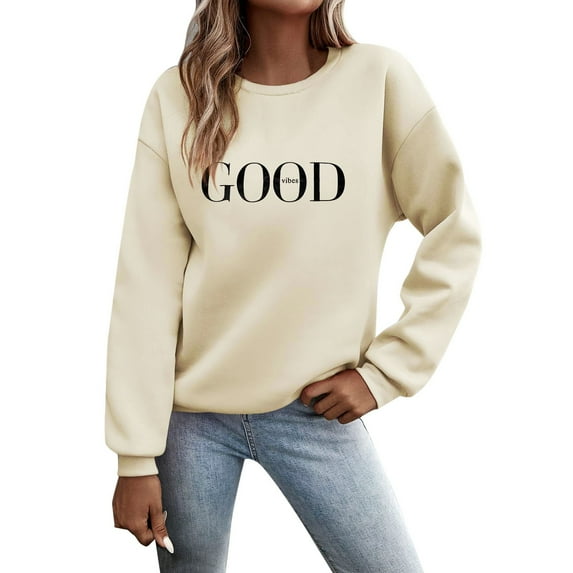 Sweatshirt for Women Christian Faith God is Good Letter Print Long Sleeve Tunic Tops Religious Inspirational Casual Loose Fit Blouses