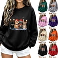 thumbnail image 1 of Sweatshirt for Women Christmas Cat Graphic Sweatshirt Crew Neck Long Sleeve Casual Pullover Top, 1 of 5