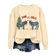 thumbnail image 1 of Sweatshirt for Women Christmas Long Sleeve Crew Neck Donkey Graphic Pullover Tops Winter Casual Cozy Soft Loose Fall Women Sweatshirt Light Yellow L, 1 of 7