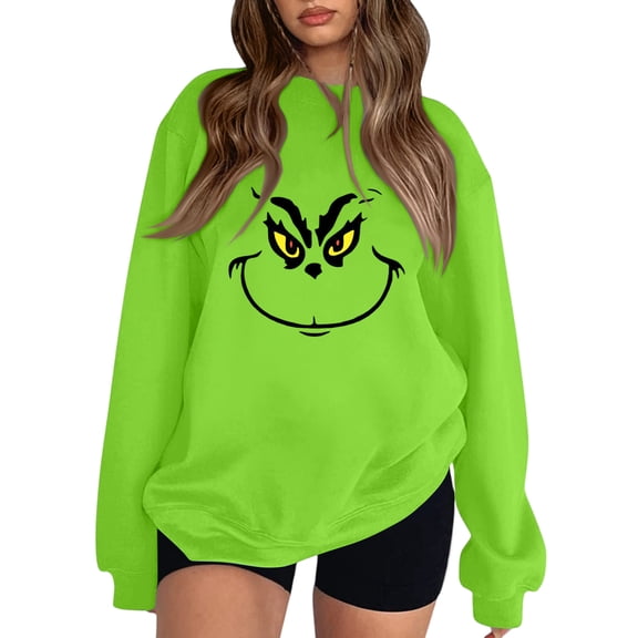 Sweatshirt for Women Christmas Xmas Long Sleeve Shirts Crewneck Pullover Turquoise Large