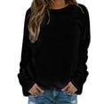 thumbnail image 1 of Sweatshirt for Women Comdrip Women's Solid Color Long Sleeve Hoodie with Printed Top Casual Pullover Sweatshirts for Women Trendy Black 2XL, 1 of 5