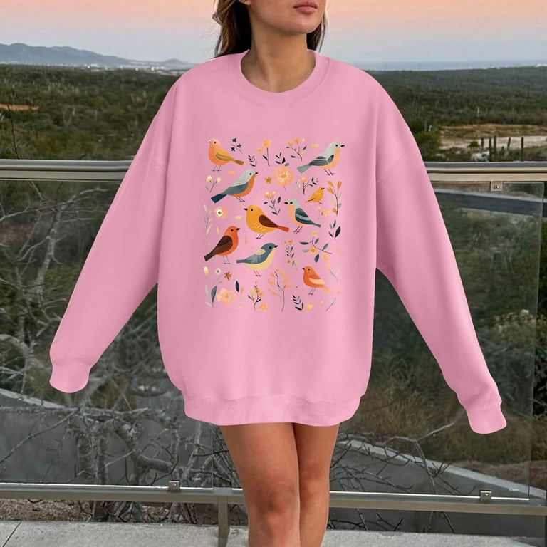 Sweatshirt for Women Crew Neck Cute Graphic Printed Pullover Long
