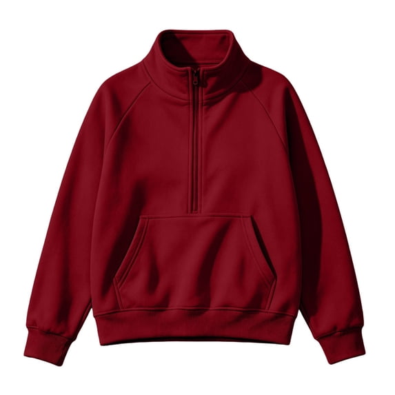 Sweatshirt for Women Cropped Stand Collar Half Zip Fleece Sweatshirt Sleeve Loose Pullover Jacket for Autumn Winter Casual Long Sleeve Top