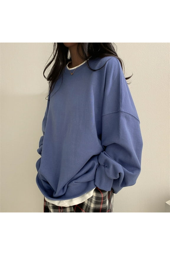 Sweatshirt for Women Fall Long Sleeve Side Split Tops Casual Crewneck Loose Pullover Shirts