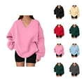 thumbnail image 1 of Sweatshirt for Women Fall Winter Comfort V Neck Loose Sweat Shirts Pullover Tops, 1 of 5