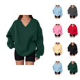 thumbnail image 1 of Sweatshirt for Women Fall Winter Cute V Neck Oversized Sweat Shirts Pullover Tops, 1 of 5