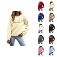 thumbnail image 1 of Sweatshirt for Women Fall Winter Long Sleeve Casual Crewneck Smile Letter Graphic Sweatshirts Pullover Tops, 1 of 9