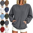 thumbnail image 1 of Sweatshirt for Women Fashion Lightweight Fall Corduroy Sports Long Sleeve Pocket Sweatshirt Top, 1 of 6