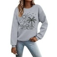 thumbnail image 1 of Sweatshirt for Women Graphic Crewneck Sweatshirt Fall Soft Cotton Blend Trendy Hawaiian Printed Pullover Hoodie Hoodies for Women Light Gray L, 1 of 3
