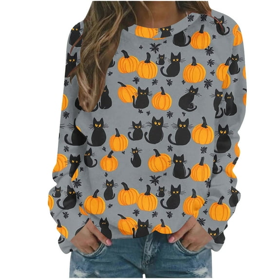 Sweatshirt for Women Halloween Sweatshirt Funny Halloween Graphic Crewneck Pullover Tops Ghost Skull T Shirts
