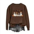 thumbnail image 1 of Sweatshirt for Women Halloween Town Graphic Shirt Vintage Pumpkin Tops Brown XL, 1 of 5