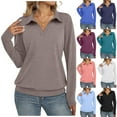 thumbnail image 1 of Sweatshirt for Women Ladies Top Winter Knitted V Neck Solid Color Long Sleeve Fashion Loose Top Casual Soft Basic Tee Tops Fall Outfit Clothes, 1 of 9